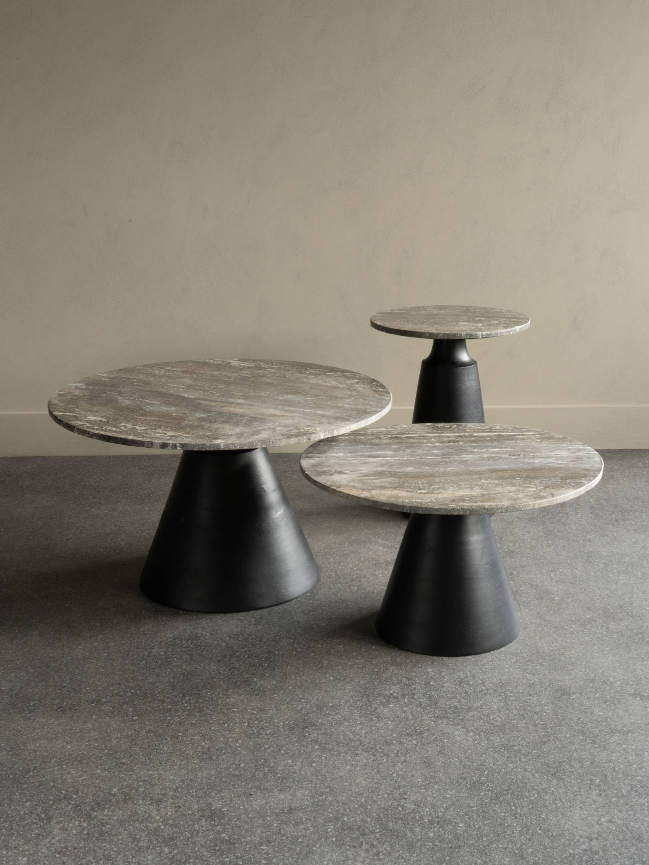 Clifton II Charcoal Black & Dark Travertine Coffee Table Large